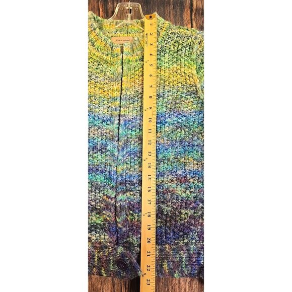 I.E. Relaxed Wool Blend Sweater Indie Art Chunky Knit Ombre Full Zip Women's L - Picture 2 of 13